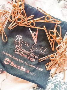 Stainless Steel Rose Gold Clothes Pegs 20pc