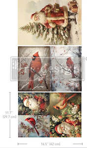 Redesign with Prima Decoupage Fibre Paper -  A3 Festive Cardinal 3 sheets