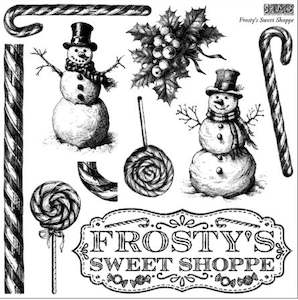 IOD Decor Stamp 30.5 x 30.5cm - Frosty's Sweet Shoppe (Limited Edition) with masks