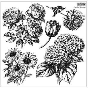 IOD Decor Stamp 30.5 x 30.5cm - Garden Bouquet (with Masks)