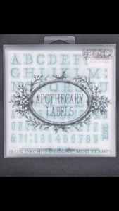 IOD Decor Stamp 15.5 x 15.5cm - Apothecary Labels (Mini Stamp - 4 sheets)