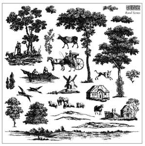 IOD Decor Stamp 30.5 x 30.5cm - Rural Scenes (2 sheets and masks)