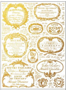 IOD Decor Transfer Pad 31 x 41cm - Gilded GOLD FOIL Etiquettes (4 sheets)