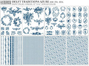 IOD Decor Paint Inlay - Delft Traditions Azure (8 Sheets) ***Limited Edition***