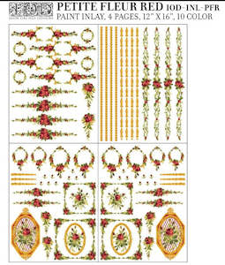 IOD Decor Paint Inlay - Petite Fleur Red (4 Sheets) ***Limited Edition***