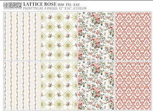 IOD Decor Paint Inlay - Lattice Rose (8 Sheets) ***Limited Edition***