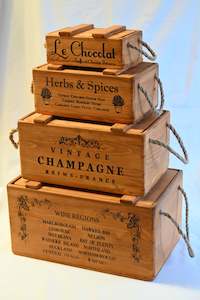 Natural Rope Handle with Lid Crates - Wine Regions