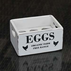 White Wooden Egg Box - 1/2 Dozen (with removable tray)