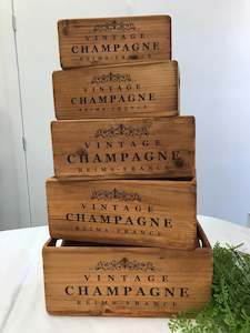 Vintage Champagne Wooden Box - 5 different sizes