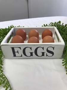 White Wooden Egg Crate-  1/2 Dozen