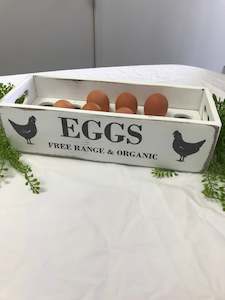 White Wooden Egg Tray - 1 Dozen (with removable tray)