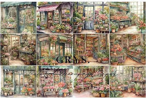 Multi 12 Images - Flower Shop Decoupage Paper - A1 size