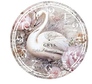 Vintage Swan Clock Decoupage Paper