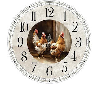 Chicken Farm Clock Decoupage Paper