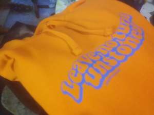 Clothing manufacturing - mens and boys: "Leave no turn unstoned" hoody.