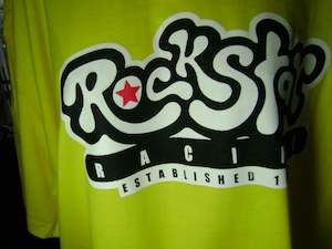 Clothing manufacturing - mens and boys: Rockstar logo tees.