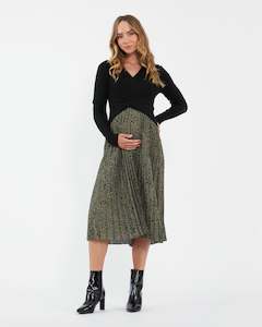 Cleo Pleat Skirt - Khaki