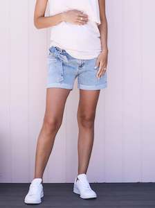 Clothing: Maternity Summer Denim Shorts - Blue