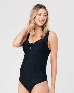 Tie Front One Piece Black