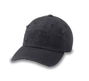 Mens Hats Caps: Harley-Davidson Flying Lap Distressed Stretch Cap (Black)