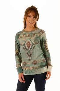 Womens Sweatshirts Hoodies: Geometric Steer L/S Tee