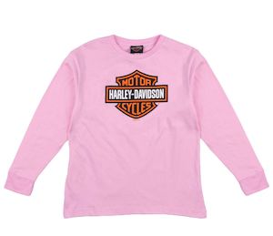 Harley-Davidson Bar & Shield Pink Girls Long Sleeve Dealer Tee