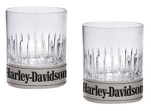 Harley-Davidson Metal Base Rocks Glass Set