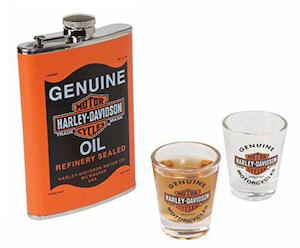 Harley-Davidson Oil Can Flask & Shot Glass Set