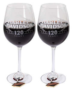 Harley Drinkware: Harley-Davidson 120th Anniversary Wine Glass Set