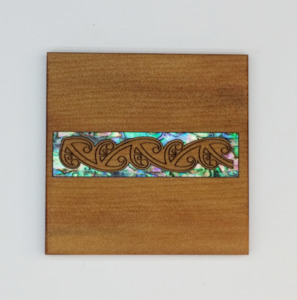 Kowhaiwhai Square Coaster with Paua