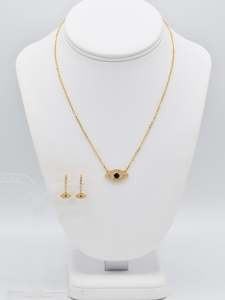 22ct Gold CZ Evil Eye Necklace Set