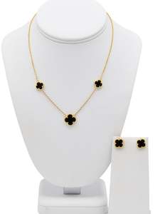 22ct Gold CZ Black Necklace Set