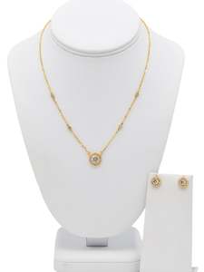 22ct Gold CZ Necklace Set