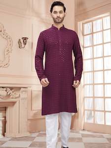 Mens: Mens Tiki Resham Kurta Set