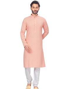 Mens: Mens Resham Chickan-Kari Work Kurta Set