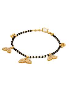 22ct Gold CZ Black Beads Ladies Bracelet