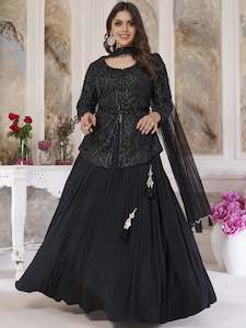 Party Wear Lehengas: Rani Paplum Top Lehenga