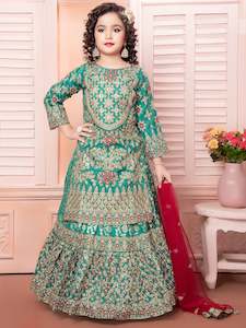 Girls Lahenga Choli Suit: Ana Long Top Lehenga Suit