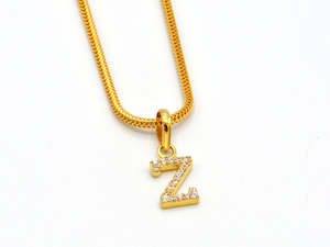 22ct Gold CZ "Z" Initial Pendant