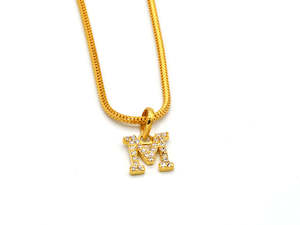 Pendants: 22ct Gold CZ "M" Initial Pendant