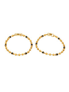 22ct Gold Ball Black Beads Pair Baby Bracelet