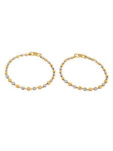 22ct Gold Bracelets Baby: 22ct Gold Two Tone Ball Pair Baby Bracelet