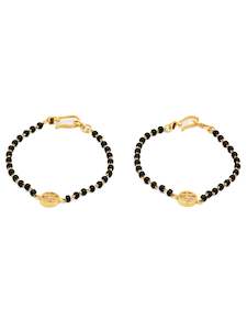 22ct Gold Om Black Beads Pair Baby Bracelet