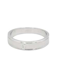 Diamond: 950 Platinum 0.04ct Diamond Mens Ring