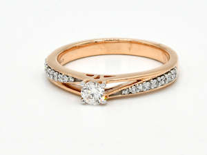 18ct Rose Gold 0.349ct Vintage Diamond Ring