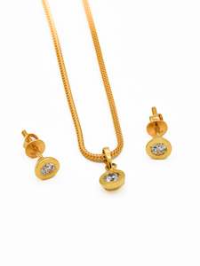 22ct Gold CZ Pendant Set