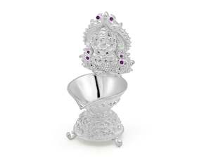 Pooja Gift Items: Silver Laxmi Diya