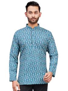 Mens Cotton Silk Printed Kurta