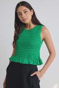 Assertive Meadow Green Poplin Top