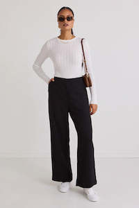 Best Life Black Soft Crepe Wide Leg Pant